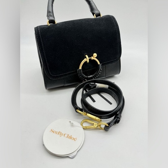 SEE BY CHLOE Joan Ladylike leather top handle shoulder + Dust bag - BLACK NWT - Picture 5 of 16